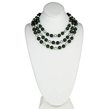 Load image into Gallery viewer, Three row Green Jade, Silver Grey Pearl Necklace - minadjewelry

