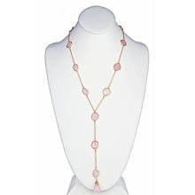 Load image into Gallery viewer, Rose Quartz Chain Necklace with Briolle Drop - minadjewelry
