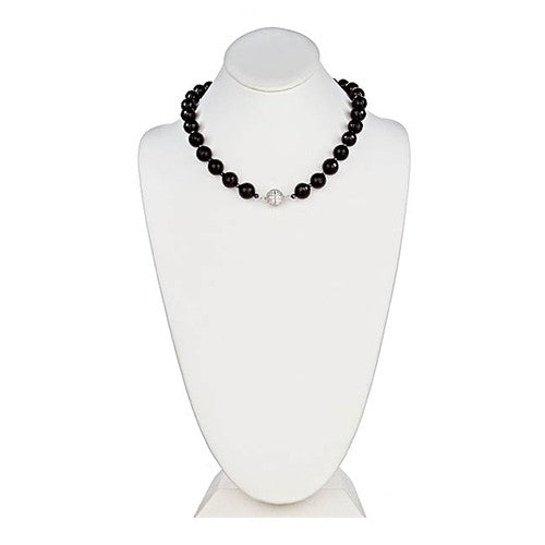 Onyx faceted necklace with CZ Pave Sterling Silver Clasp - minadjewelry