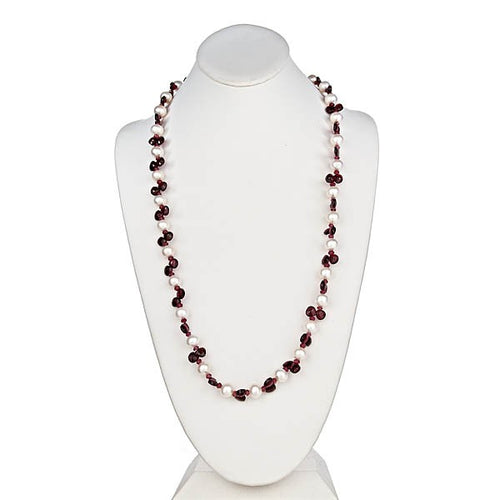 Pearl and Garnet Briolle Necklace - minadjewelry