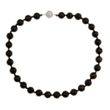 Load image into Gallery viewer, Onyx faceted necklace with CZ Pave Sterling Silver Clasp - minadjewelry
