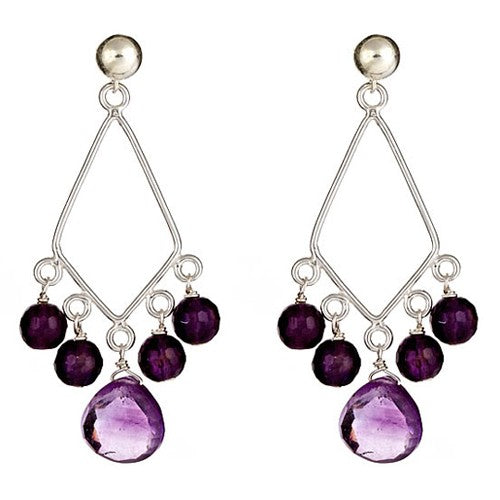 Amethyst Briolle and round Chandelier Earrings - minadjewelry