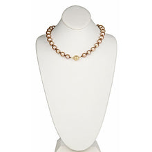 Load image into Gallery viewer, Champagne Pearl Necklace with Gold CZ Pave Clasp - minadjewelry
