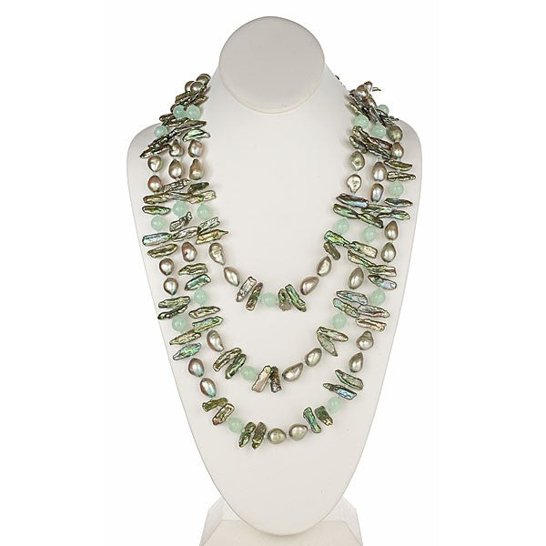 Sea Green Barouque & Biwa Pearl Necklace - minadjewelry