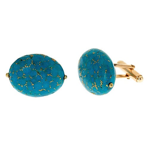 Turquoise Oval Shaped Cuff Links - minadjewelry