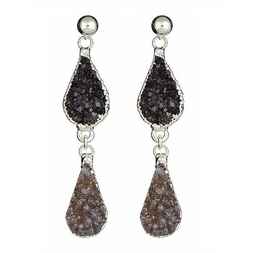 Druzy Double Drop Earrings - minadjewelry