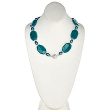 Load image into Gallery viewer, Teal Jade Necklace with CZ Pave Sterling Silver Clasp - minadjewelry
