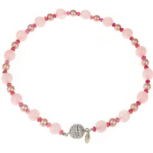 Rose Quartz & Pink Pearl Doggie Necklace - minadjewelry