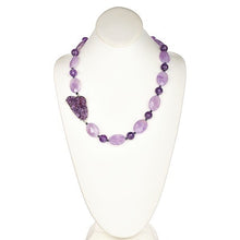 Load image into Gallery viewer, Oval Amethyst with Druzy Center Statement Necklace- minadjewelry

