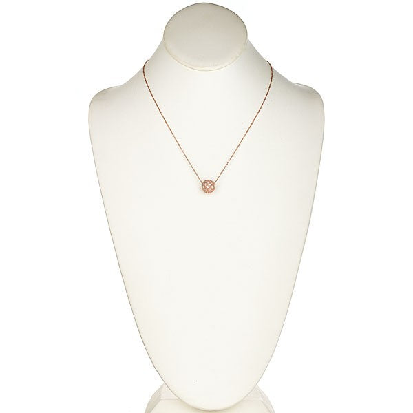 CZ Pave Sterling Silver Rose Starburst Pendant Necklace - minadjewelry