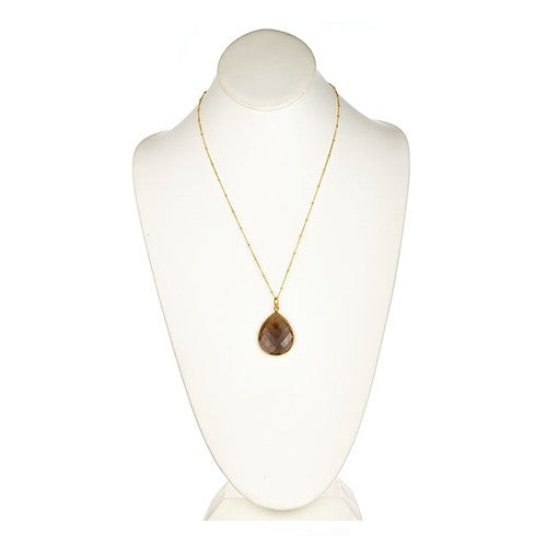 Smoky Quartz Pendant Necklace on Vermeil Chain - minadjewelry