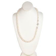 Load image into Gallery viewer, Pearl Necklace with CZ Pave Sterling Silver Clasp - minadjewelry
