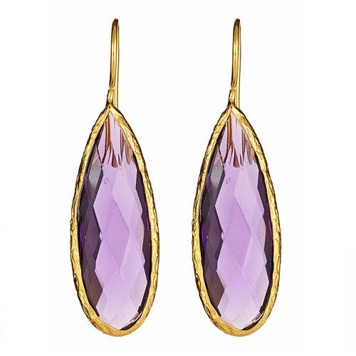 Amethyst Long PS Drop Vermeil Earrings - minadjewelry