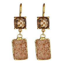 Load image into Gallery viewer, Druzy and Smoky Quartz Dangling Earrings - minadjewelry
