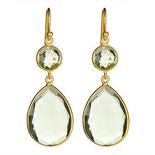 Load image into Gallery viewer, Green Quartz Ps and Round Vermeil Earrings - minadjewelry
