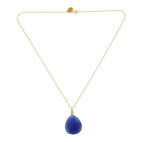 Saphire Pendant Necklace on Vermeil Chain - minadjewelry