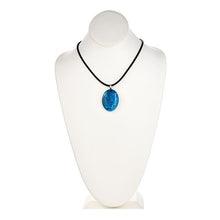 Load image into Gallery viewer, Ocean Blue Agate Pendant Necklace on Leather Chain - minadjewelry
