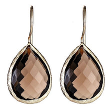 Load image into Gallery viewer, Smoky Quartz Dangling Sterling Silver Bezel Set Pear Shape Earrings - minadjewelry
