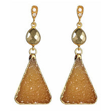 Load image into Gallery viewer, Triangle Druzy with CZ Pave Earrings - minadjewelry

