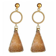 Load image into Gallery viewer, Triangle Druzy Earrings with Hammered Round Hoop - minadjewelry

