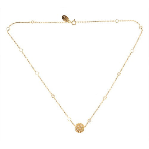 Vermeil Pave Gold Starburst Pendant on CZ Bezel Set Necklace - minadjewelry