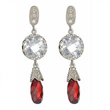 Load image into Gallery viewer, White &amp; Red Quartz Briolle Dangling Earrings - minadjewelry

