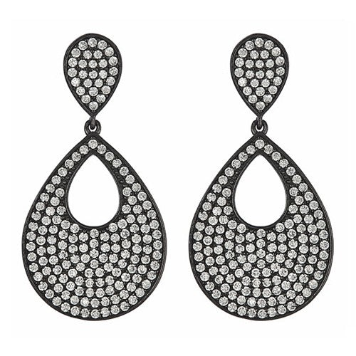 CZ Pave Black Silver Earrings - minadjewelry