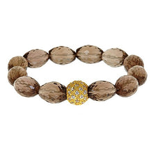 Load image into Gallery viewer, Smoky Quartz Stretch Bracelet with CZ Pave Starburst Center - minadjewelry
