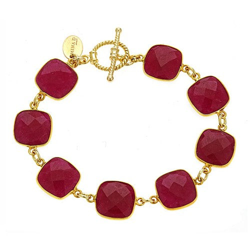 Ruby Cushion Cut Bracelet with Toggle Closure - minadjewelry
