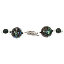 Load image into Gallery viewer, Abalone Mosaic Necklace with Hunter Green Pearls - minadjewelry
