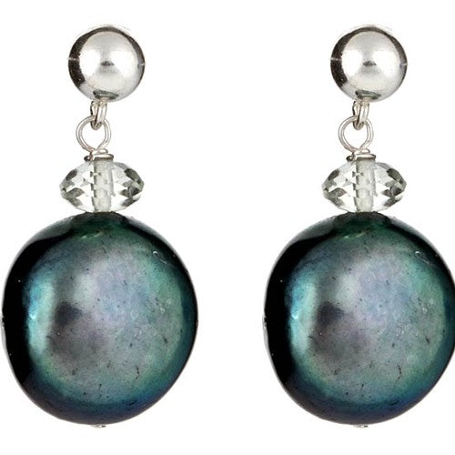 Blue Grey Pearl Earrings - minadjewelry