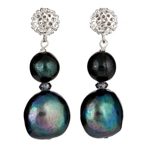 Green Barouque Pearl & hunter green pearl earrings - minadjewelry