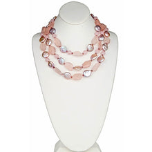 Load image into Gallery viewer, Rose Quartz and Iredescent coin pearl necklace - minadjewelry
