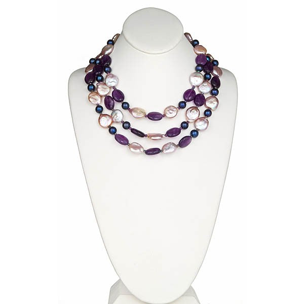 Amethyst and Authentic Pearl Necklace