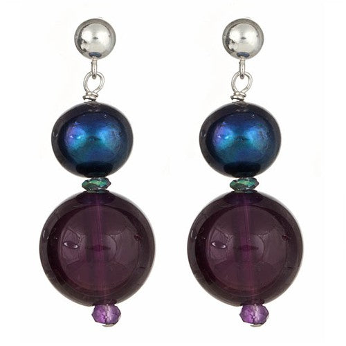 Pearl & Amethyst Earrings - minadjewelry