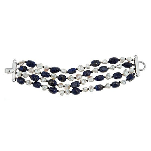 Blue Lapis & Keshi Pearl Bracelet - minadjewelry