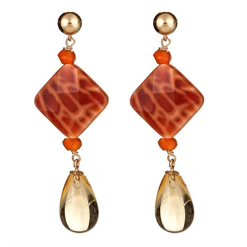 Fire Agate & Citrine Drop Earrings - minadjewelry