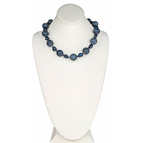 Blue Sponge Coral & Barouque Pearl Necklace - minadjewelry
