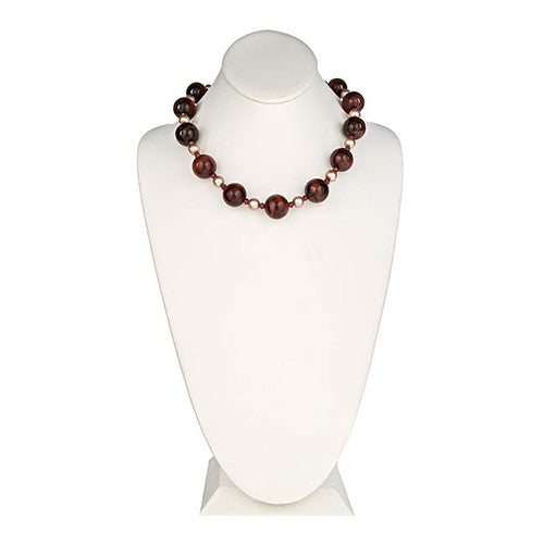 Red Tiger Eye & Champagne Pearl Necklace - minadjewelry