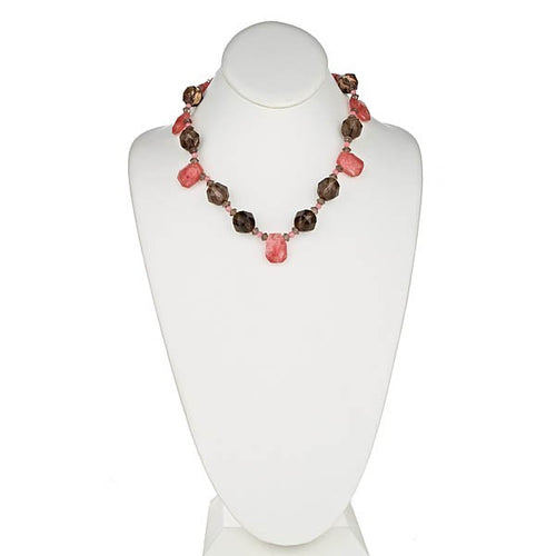 Smoky Quartz, Cherry Quartz Necklace - minadjewelry