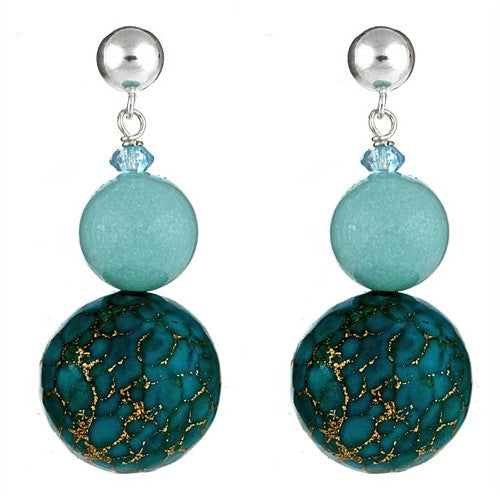 Turquoise & Amazonite round Earrings - minadjewelry