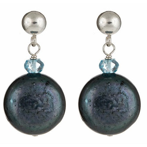 Barouque Pearl & Blue Topaz Earrings - minadjewelry