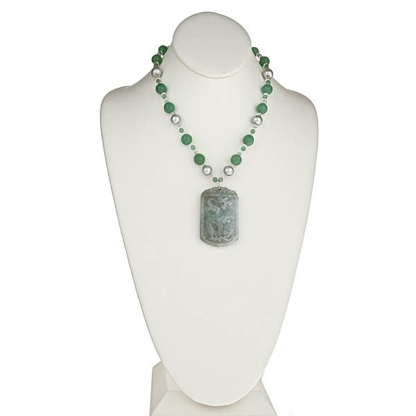 Green Jade Pendant necklace - minadjewelry