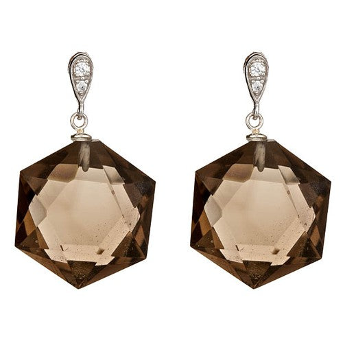 Smoky Quartz & CZ Pave Earrings - minadjewelry