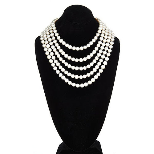 Multi Row Pearl Statement Necklace - minadjewelry