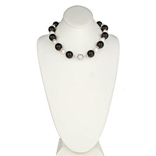 Load image into Gallery viewer, Onyx &amp; Pearl CZ Pave Statement Necklace - minadjewelry
