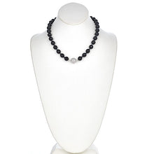 Load image into Gallery viewer, Onyx Faceted Statement Necklace with CZ Pave Sterling Silver Clasp
