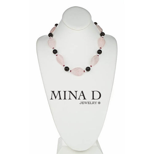 Rose Quartz & Onyx Necklace - minadjewelry