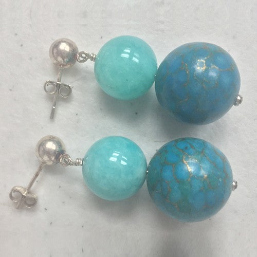 Turquoise and Amazonite Earrings - minadjewelry